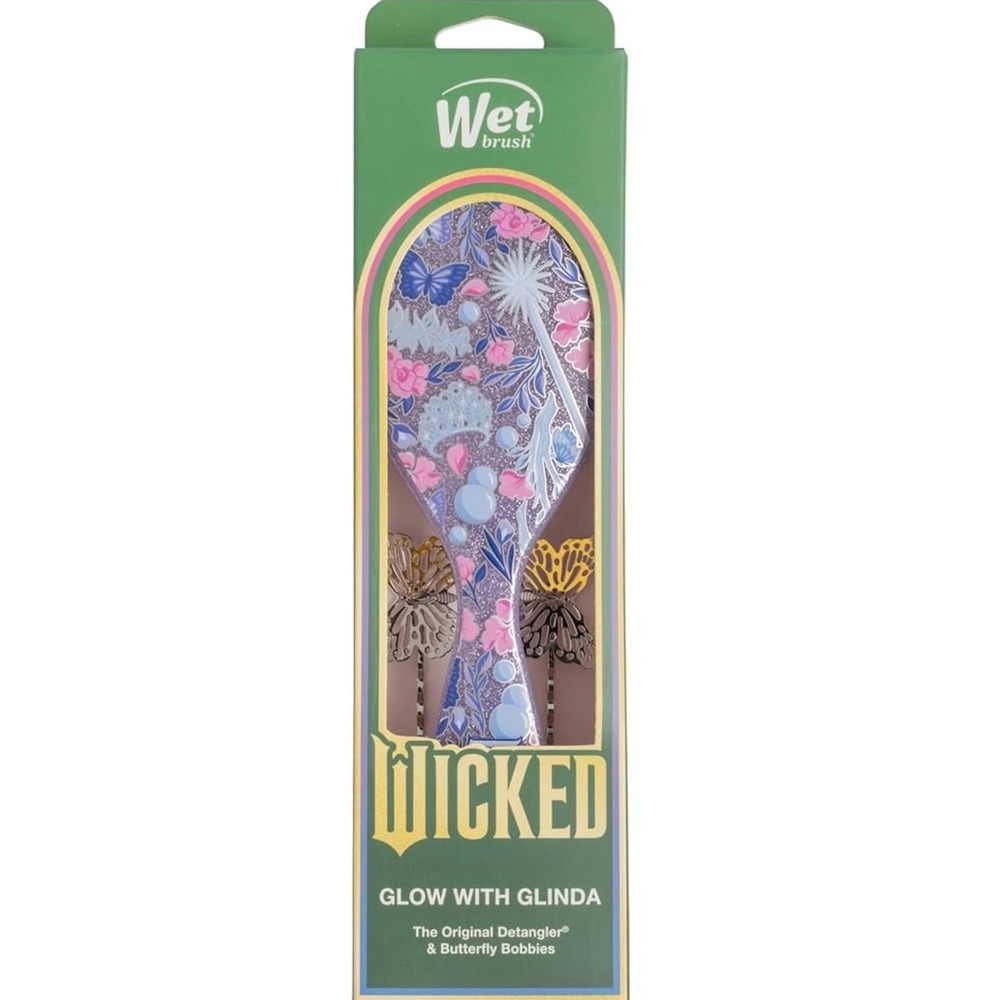 Wet Brush Wicked Glow With Glinda Original Detangler Hair Brush & Butterfly Pins